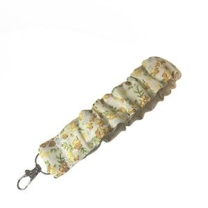 Handmade scrunchie wristlet keychain.